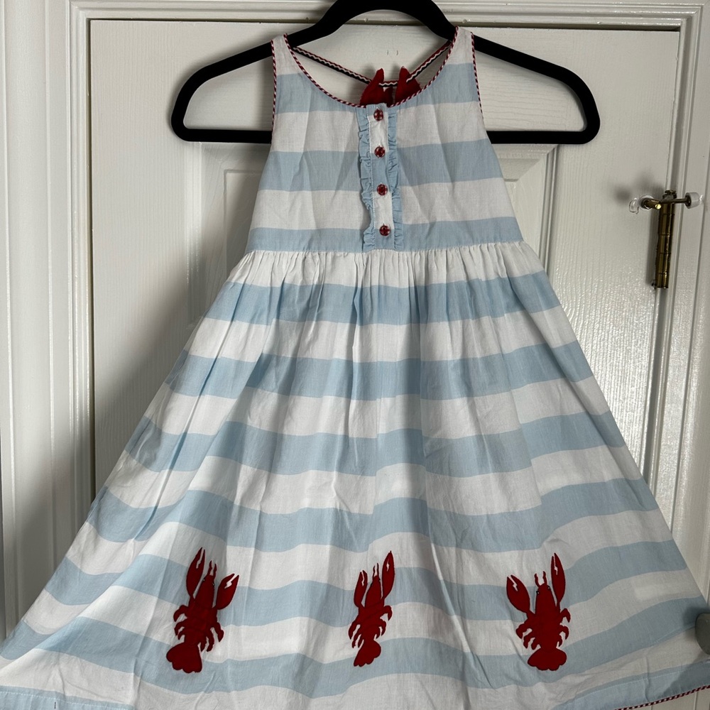 Blue and White Sleeveless Halter Sundress